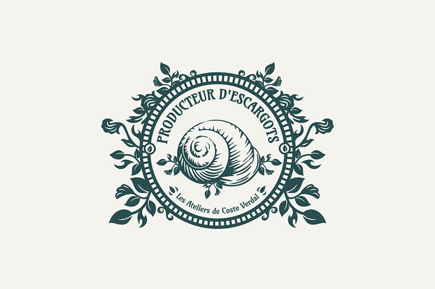 création logo et identité visuelle producteur escargot dans les cévennes France dans le Gard saint hippolyte du fort